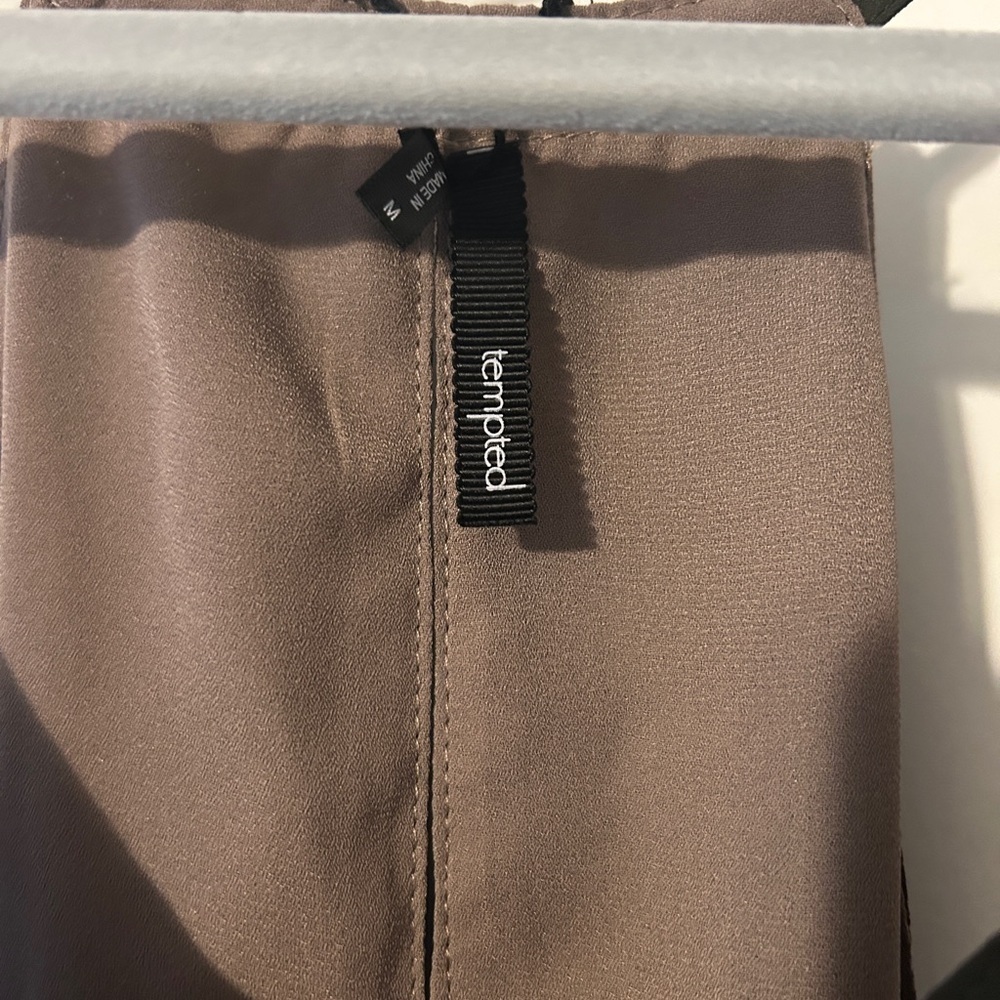 Tempted Taupe Satin Dress - Picture 2 of 6